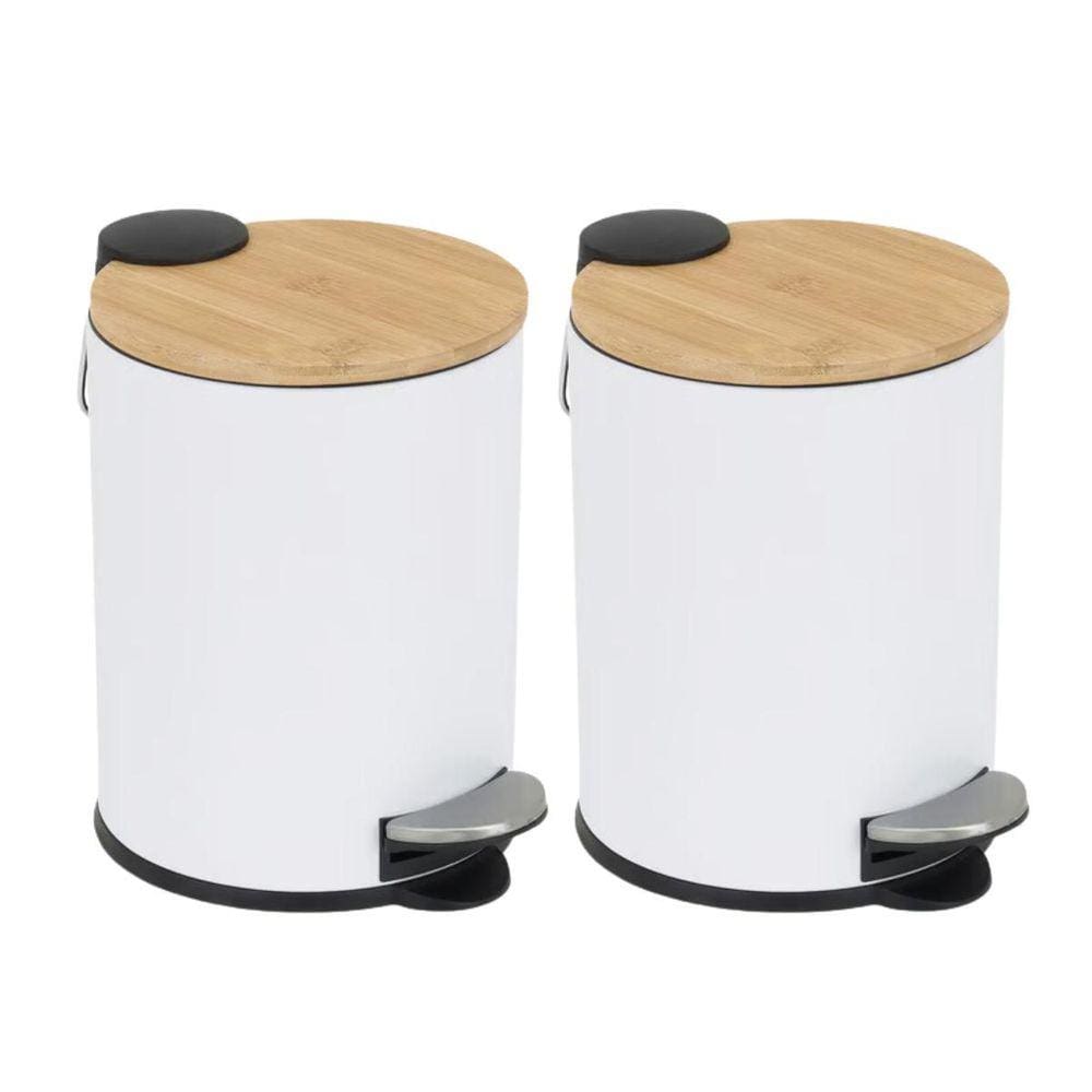 Lixeira com Tampa de Bambu 5L - Pedal Prático e Elegante