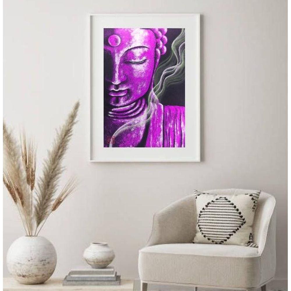 Quadro Decorativo Buda Roxo - 60X48Cm