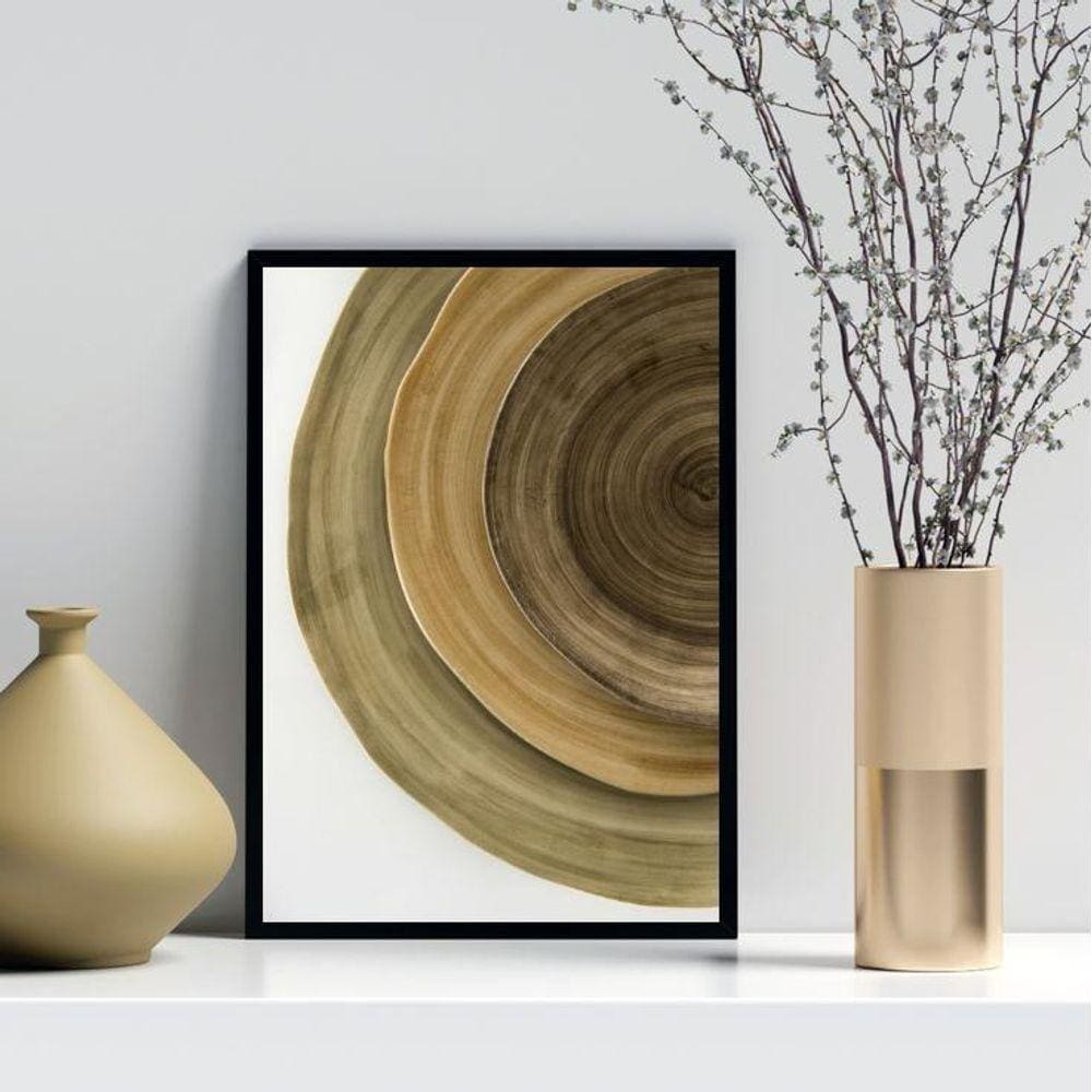 Quadro Decorativo Abstrato Rústico Tons De Marrom 24X18Cm