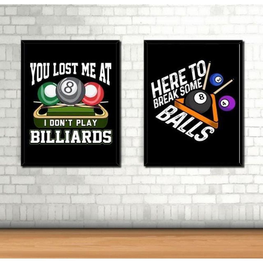 Kit 2 Quadros Decorativos Bilhar Sinuca 33X24Cm