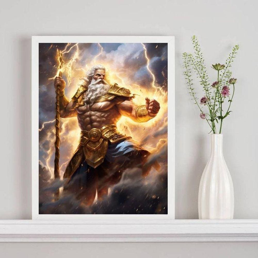 Quadro Decorativo Zeus- Deus Dos Céus 33X24Cm