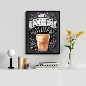 Quadro Decorativo More Coffee Please 45X34Cm - Com Vidro