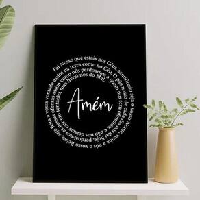 Quadro Oração Pai Nosso Espiral Preto E Branco 45X34Cm Vidro
