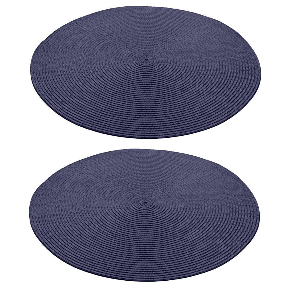 Kit 2 Lugares Jogo Americano em poliéster Fresno Espiral Azul Marinho 38cm Lyor