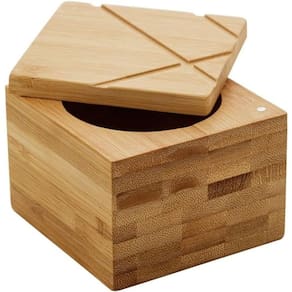 Saleiro Quadrado Bambu C/Tampa 13X13x7cm
