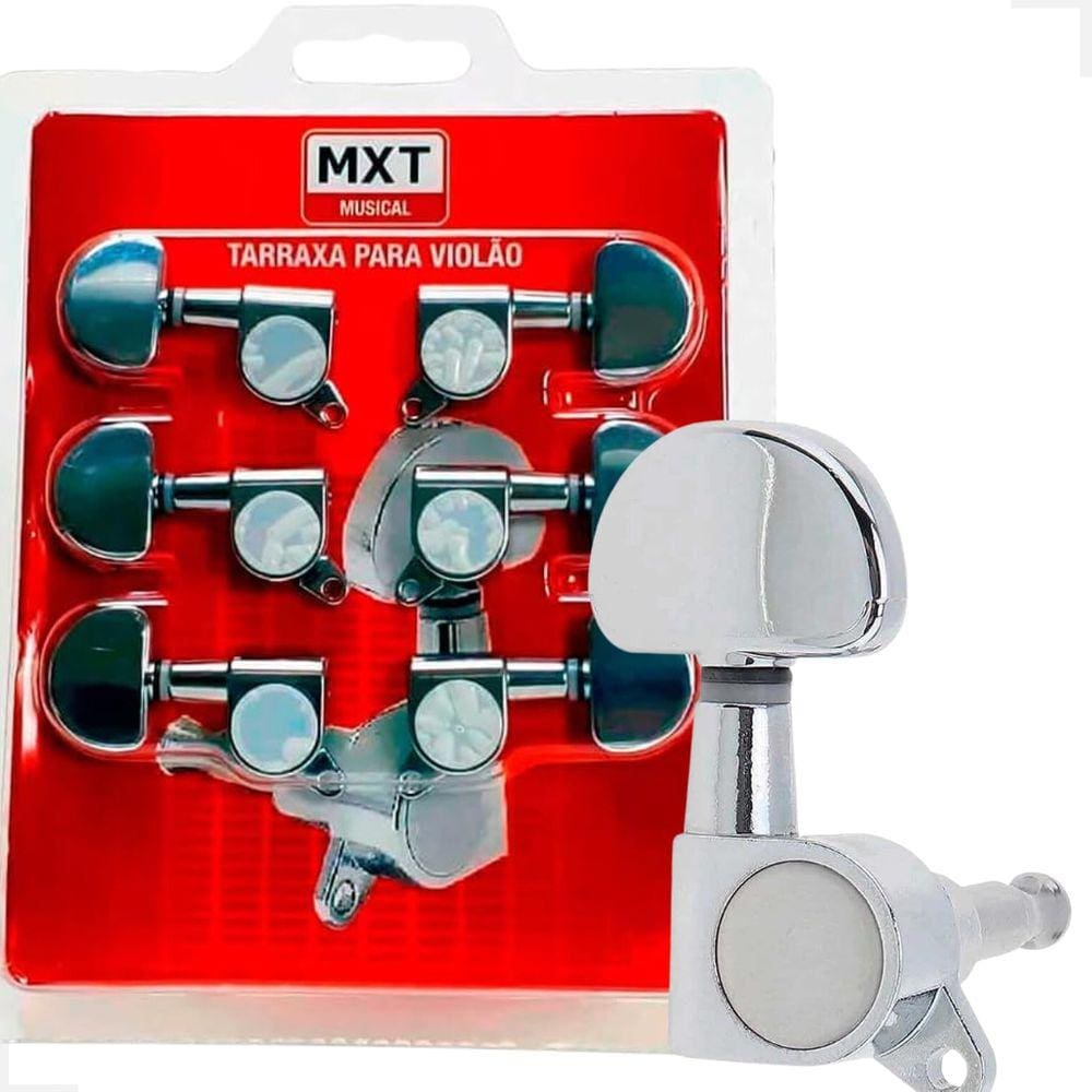 Jogo de Tarraxa Violão MXT 3x3 De Aço Blindada Niquelada