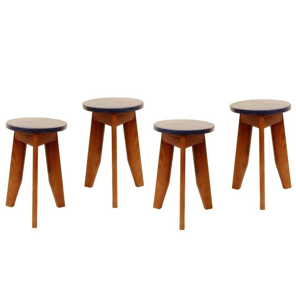 Conjunto 4 Banquetas Colorido Suze Azul Del Rey