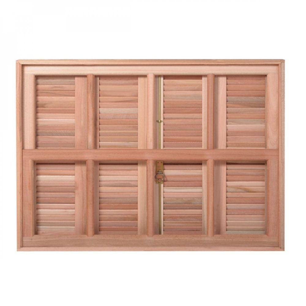 Janela Guilhotina Com Ferragem JE821 Esel 120cmx140cmx10cm Marroml