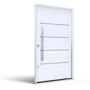 Porta de Alumínio Pivotante 225x130cm com Friso Lucasa Alumínios Branco