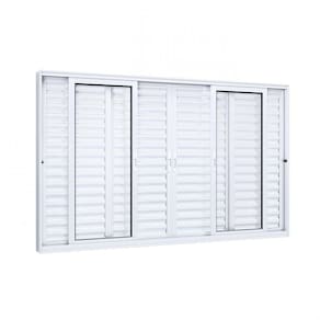 Janela de Alumínio Veneziana 120x150cm 4 Folhas Móveis 2 Fixas com Vidro Lucasa Eccellente Branco