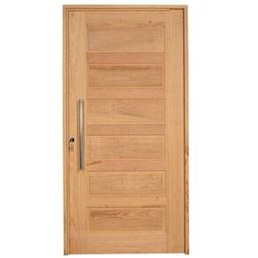 Kit Porta de Madeira Pivotante Frisada Direita 214cmx97cmx12cm PE28 Esel Marroml