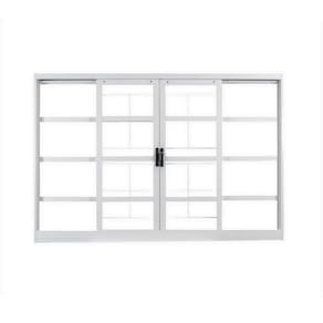 Janela de Aço de Correr 100x150cm 4 Folhas com Grade Minas Sul MGM Branco