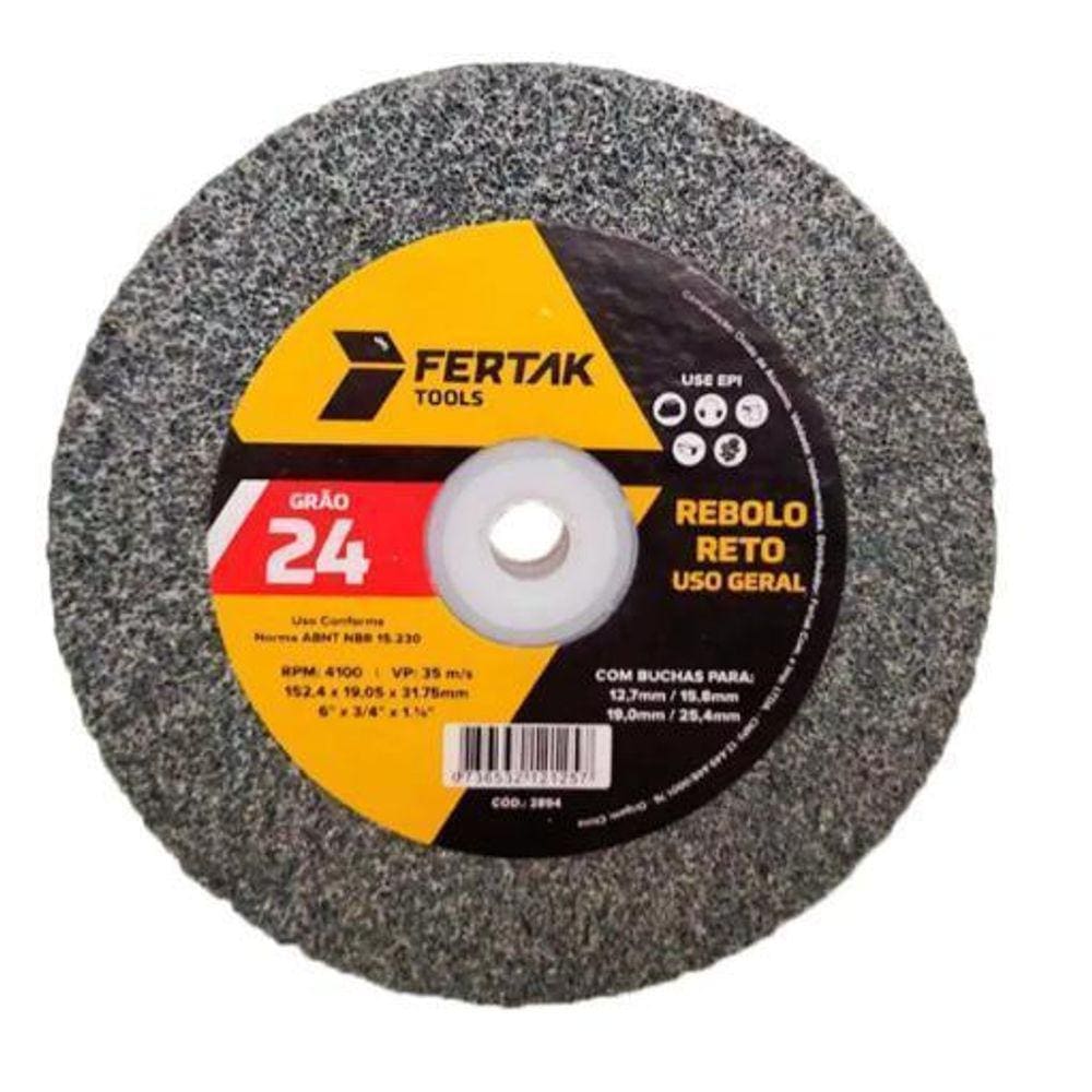 Rebolo Reto Para Uso Geral 6 X 3/4 X 1.1/4 - Grão 24