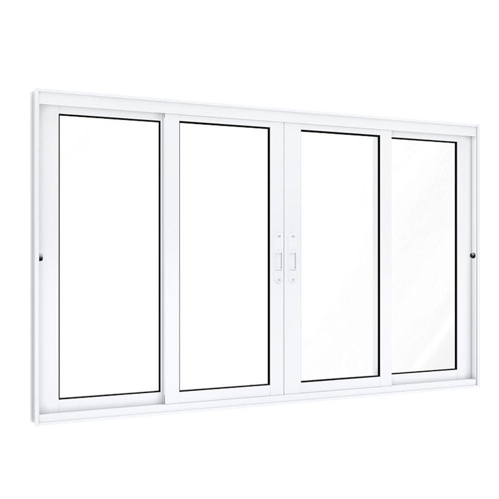 Janela de Alumínio de Correr 120x150cm 2 Folhas Móveis 2 Fixas com Vidro Lucasa Eccellente Branco