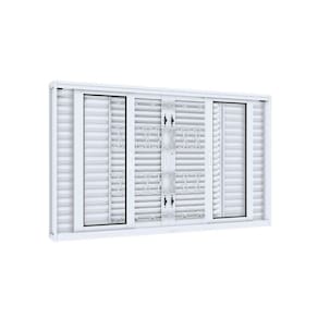 Janela de Aço Veneziana 100x150cm 6 Folhas com Grade Mosaico Facilita Lucasa Branco