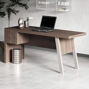 Mesa para Escritório 163cm 2 Gavetas Me4122 Tecno Mobili Carvalho/Cinza