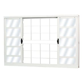 Janela de Aço de Correr 100x100cm 4 Folhas com Grade Minas Sul MGM Branco