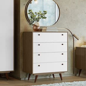 Cômoda 4 Gavetas Retrô 35 Olivar Rustik Carvalho/Branco