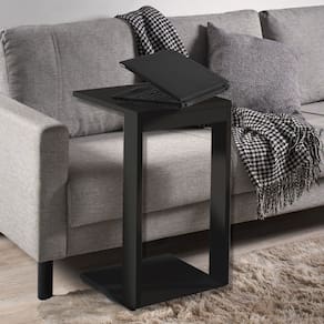 Mesa de Apoio para Notebook Canto Sofá Sala Decoração Preta