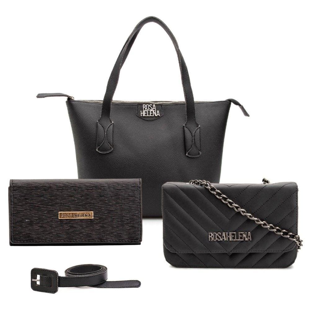 Kit Bolsas Femininas Tote Grande Tiracolo Festas Carteira e Cinto de Qualidade Mulheres Estilosa