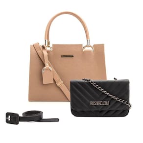 Kit Bolsas Feminina Media e Pequena Com Alça Tendencia e Um Cinto Liso Alta Qualidade
