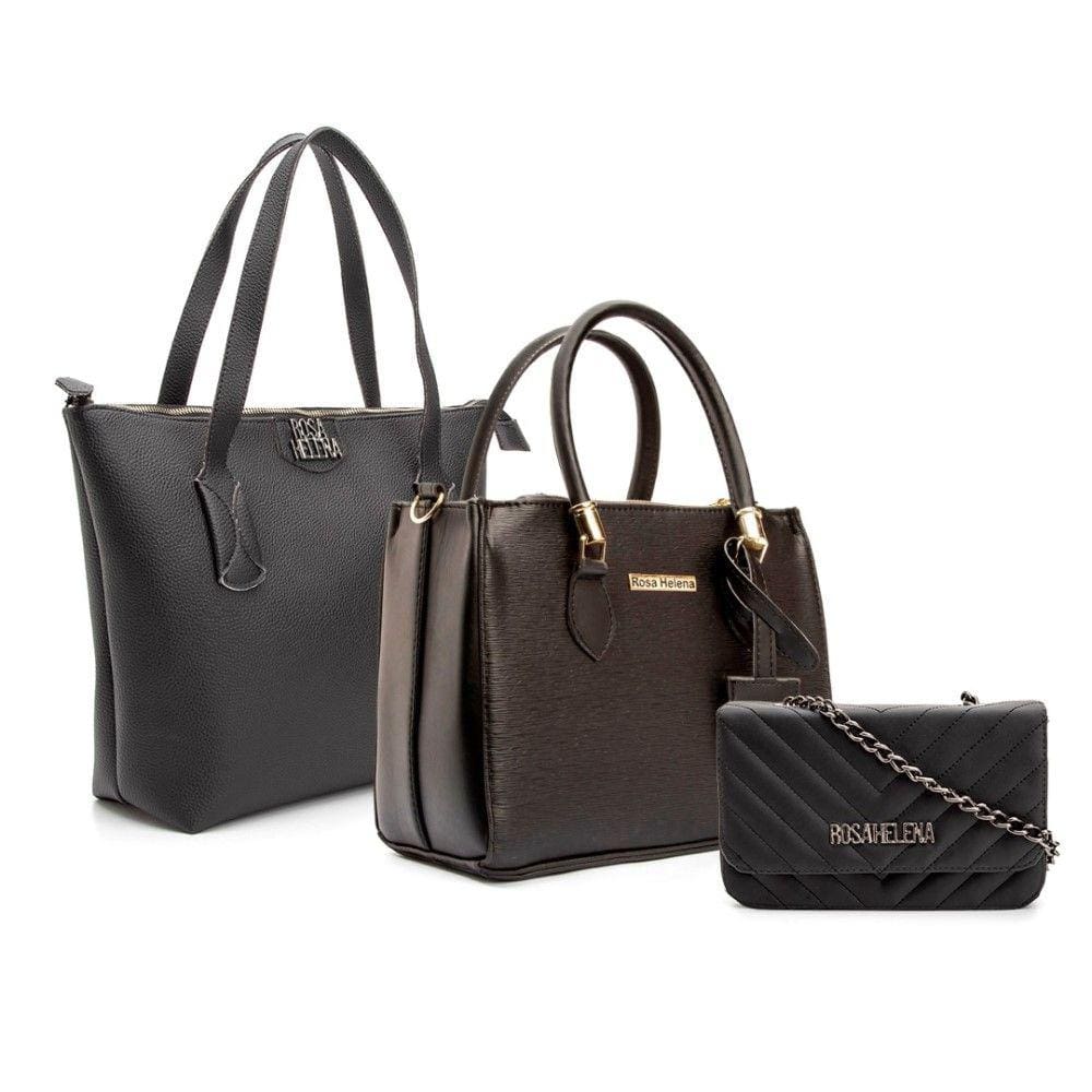 Kit 3 Bolsas Femininas Tote Tiracolo e Bau Super Estilosas Tendencia Da Moda Fashion