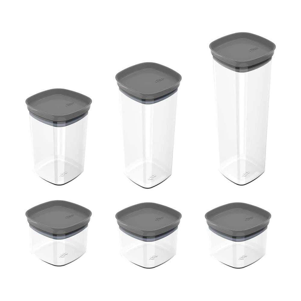 Kit Potes com Tampa Hermética Quadrado Block 6pçs Chumbo - Ou