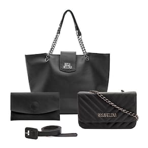Kit Bolsa Feminina Tote Espaçosa e Pratica Tiracolo Alça Corrente Balada Carteira e Cinto Básico
