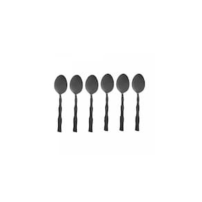 Conjunto 6 Colheres de Mesa de Aço Inox Bambu Elegant Preta