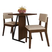 Conjunto De Mesa Com 2 Cadeiras Arkansas Imbuia/bege - M. Arapongas