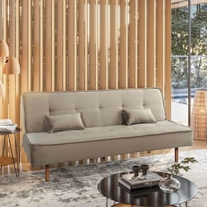 Sofá Cama Silver 3 Lugares Reclinável Suede Bege 1,92 Speciale Home