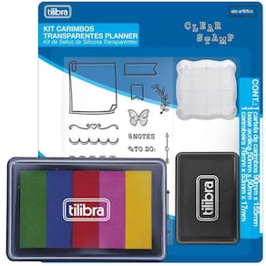 Kit Carimbos Transparentes + Almofada Carimbeira -Tilibra