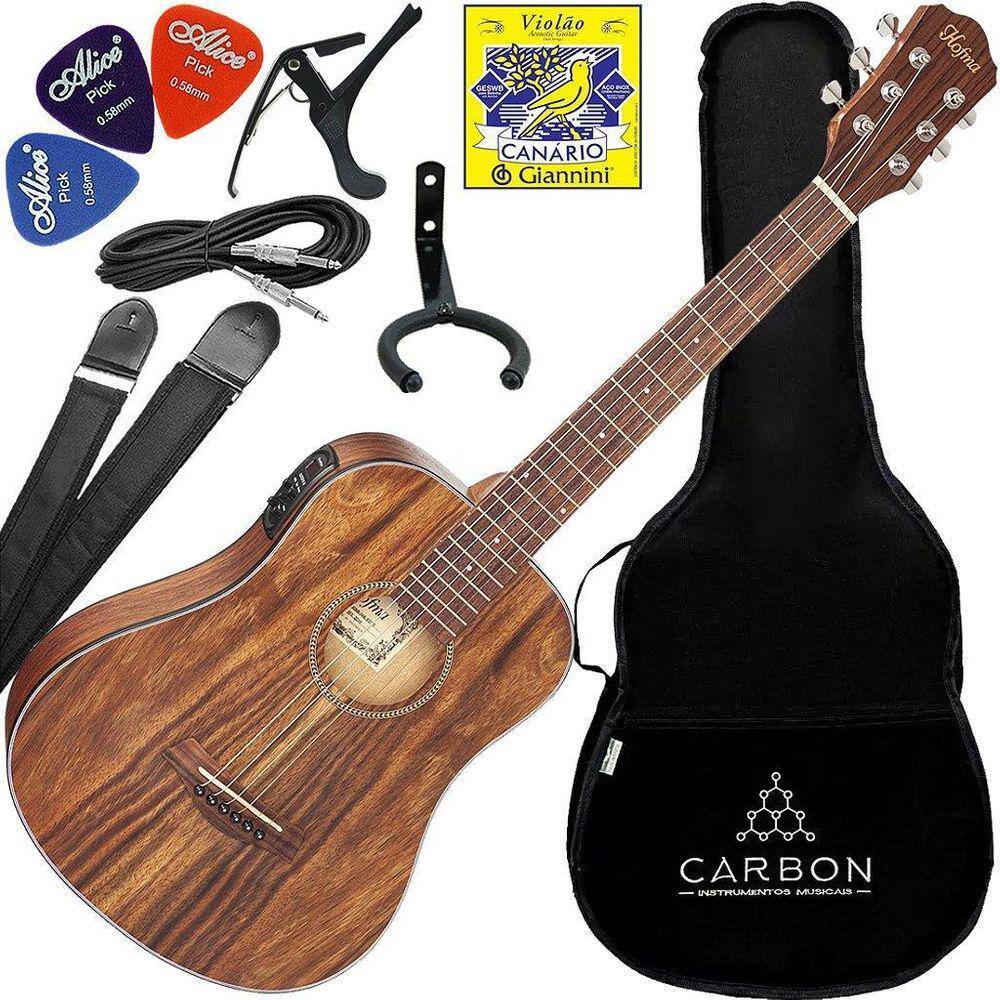 Kit Violão Eletroacústico Hofma Folk Baby Hbb 34K Natural