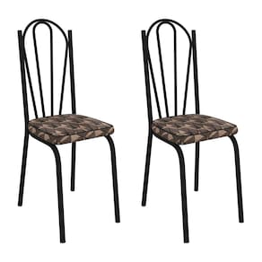 Kit 2 Cadeiras de Cozinha Alabama Estampado Mosaico Palha Pés de Ferro Preto - Pallazio