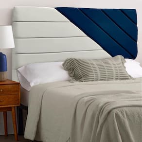 Cabeceira para Cama Box Casal 138cm Estilo Veludo Bege/Azul SOFA STORE