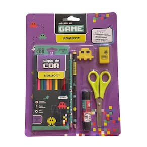 Kit Lápis De Cor 12 Cores Game Com 7 Itens Leo&Leo