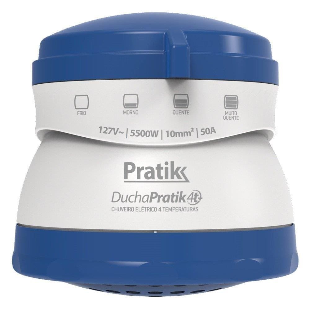 Chuveiro Ducha Pratik 4 Temperaturas, Branco/Azul