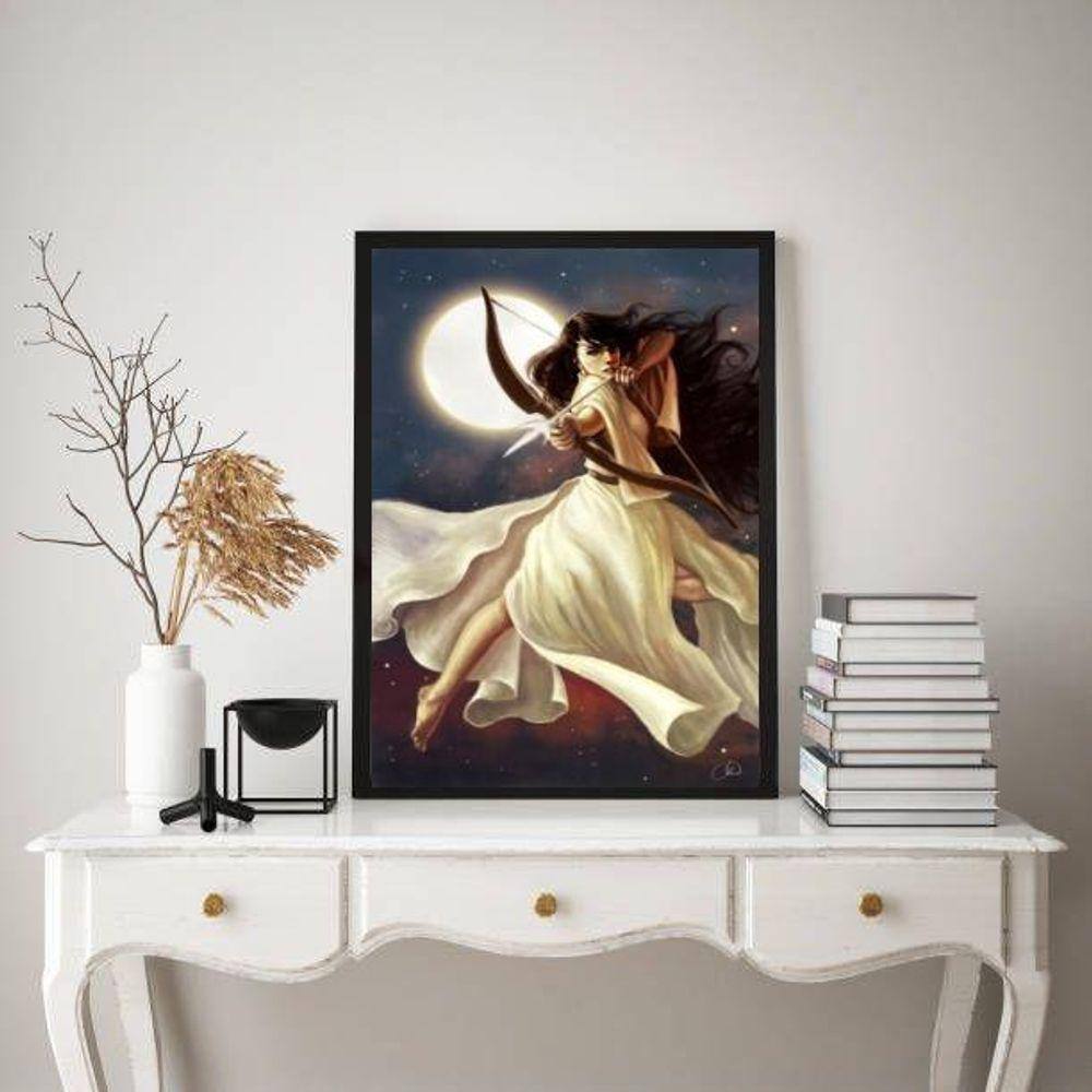 Quadro Decorativo Deusa Grega- Artemis 45X34Cm - Com Vidro