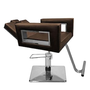 Cadeira Poltrona de Cabeleireiro Recl Moderna Inox Marrom