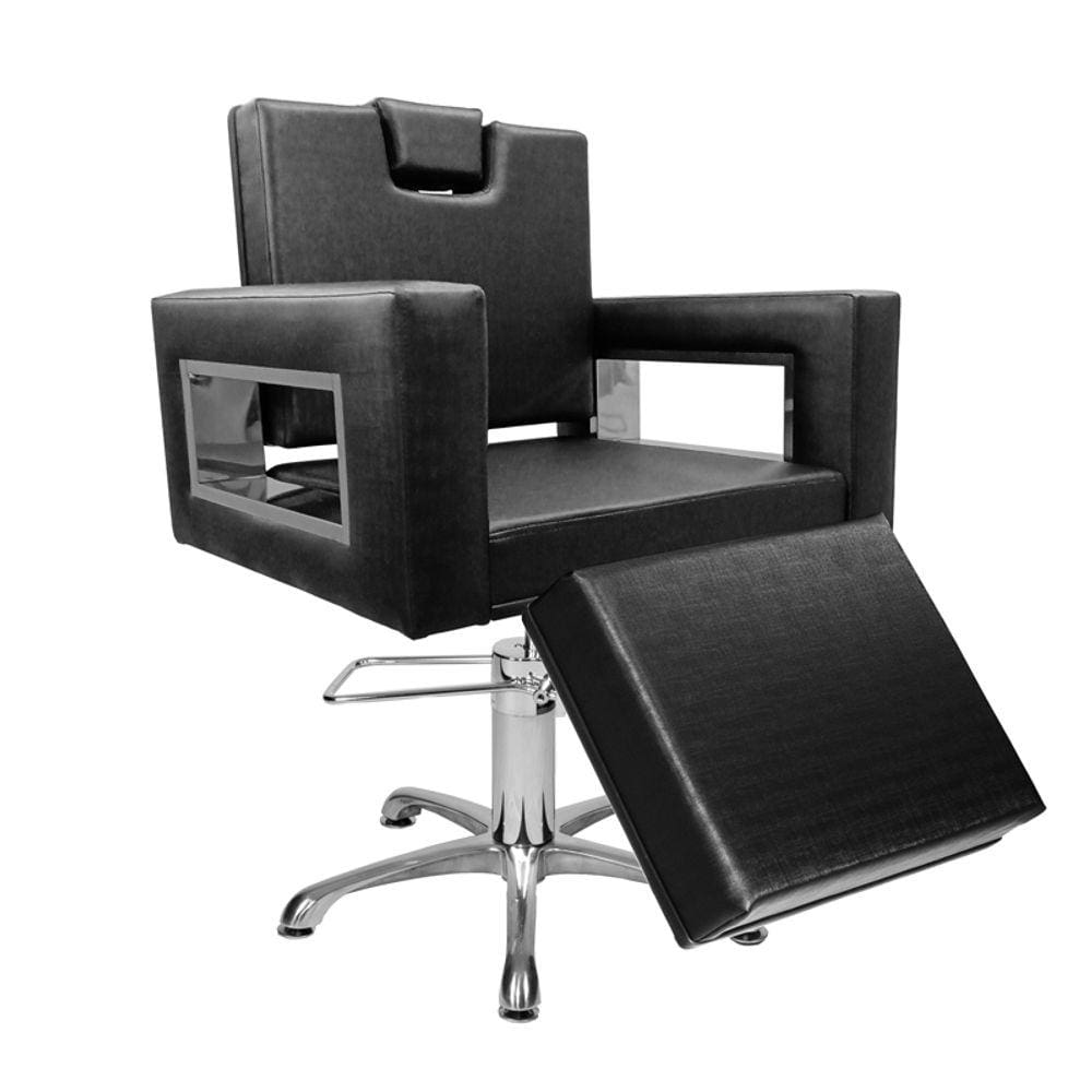 Cadeira Poltrona de Cabeleireiro Moderna Inox Ap Preto