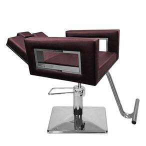Cadeira Poltrona de Cabeleireiro Recl Moderna Inox Vinho