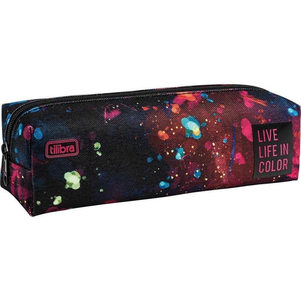 Estojo Simples M Academie Splashes Preto Tilibra