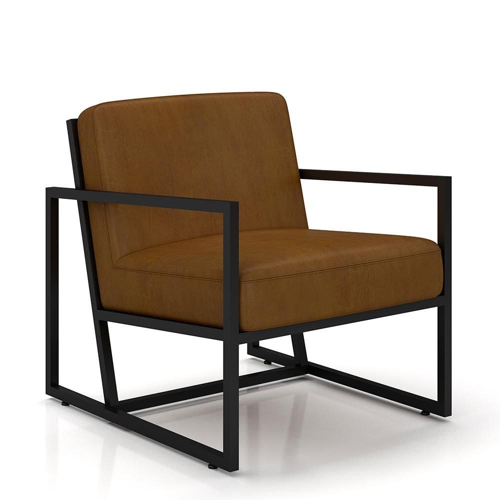 Poltrona Industrial Kingston Preto/corino Caramelo - Móveis Arapongas