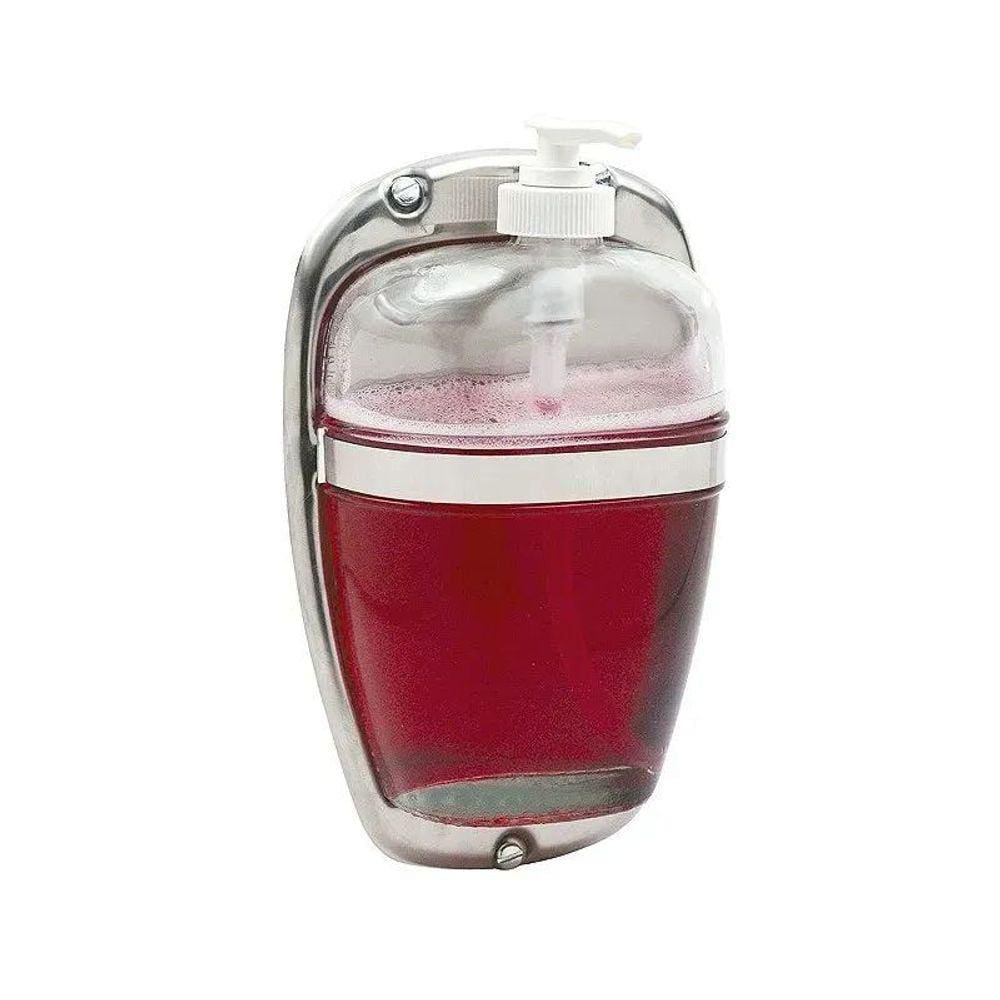 Saboneteira Fixa 450ml Vidro E Aço Inox - Globo