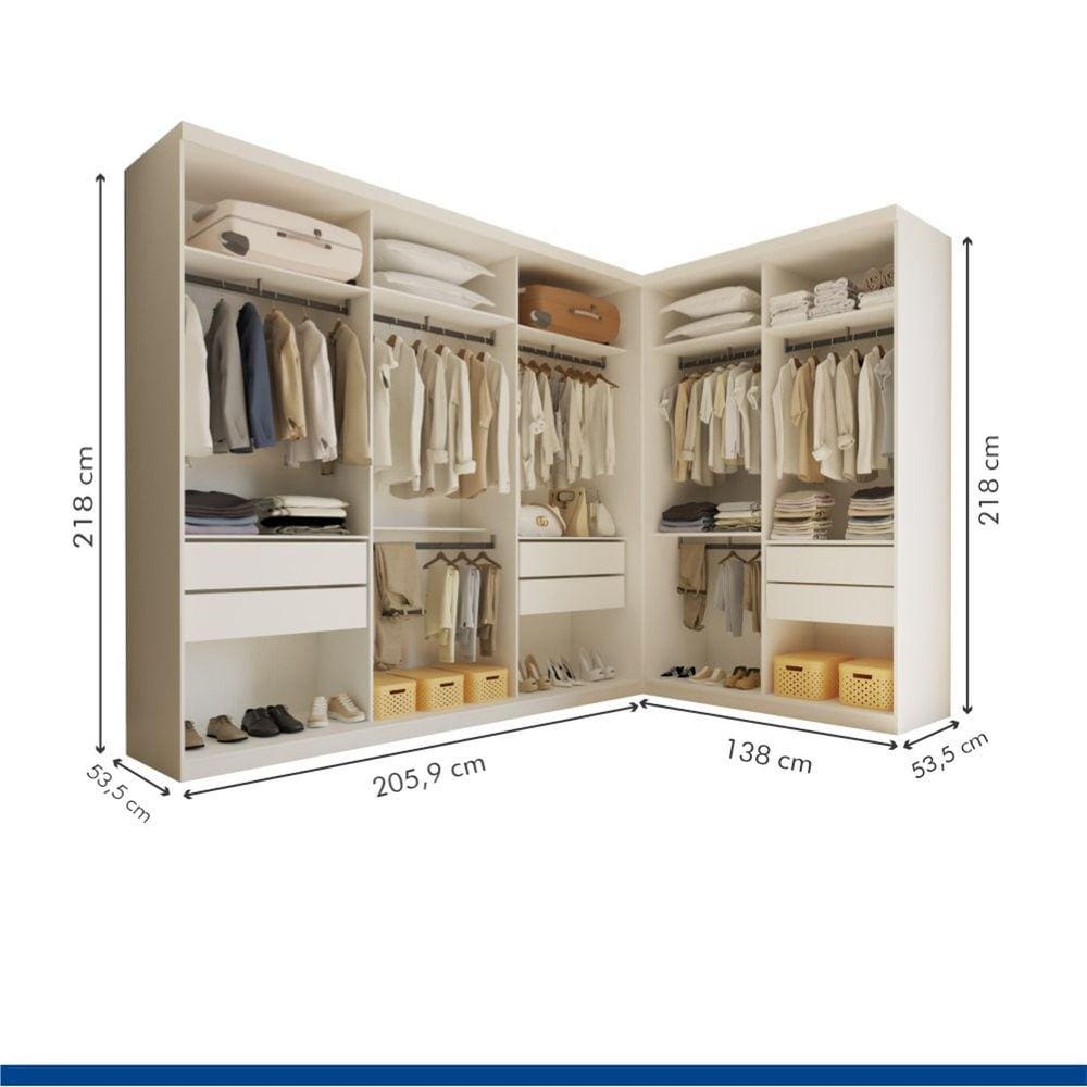 Conjunto Closet Casal sem Portas 2 Módulos 6 Gavetas | Casas Bahia