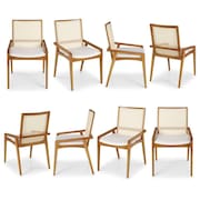 Kit 8 Cadeiras Madeira Maciça Encosto em Tela Assento Estofado Siena Móveis Clement Freijó