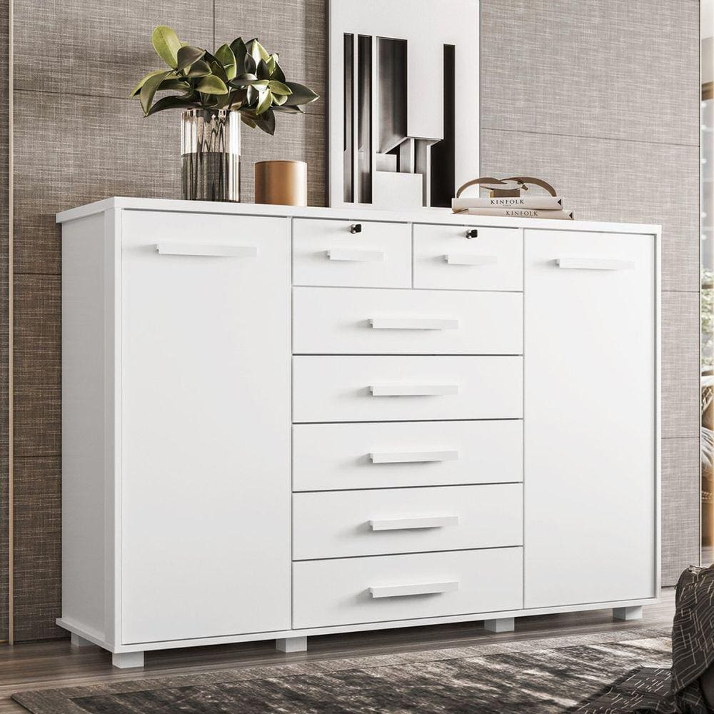 Cômoda 2 Portas 7 Gavetas Fontana Albatroz Móveis Branco