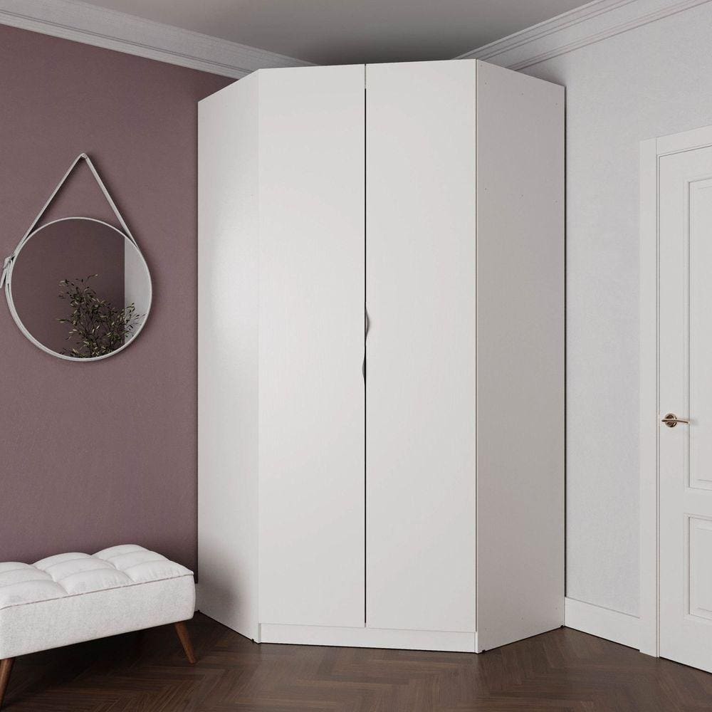 Guarda Roupa de Canto Closet Modular 6 Prateleiras Hera CabeCasa MadeiraMadeira Branco Geada