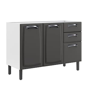 Balcão em Aço 120cm 3 Portas e 2 Gavetas sem Tampo New Premium Itatiaia Grafite/Branco