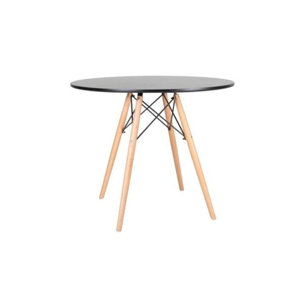 Mesa de Jantar Eames Redonda Preto com Natural 90cm
